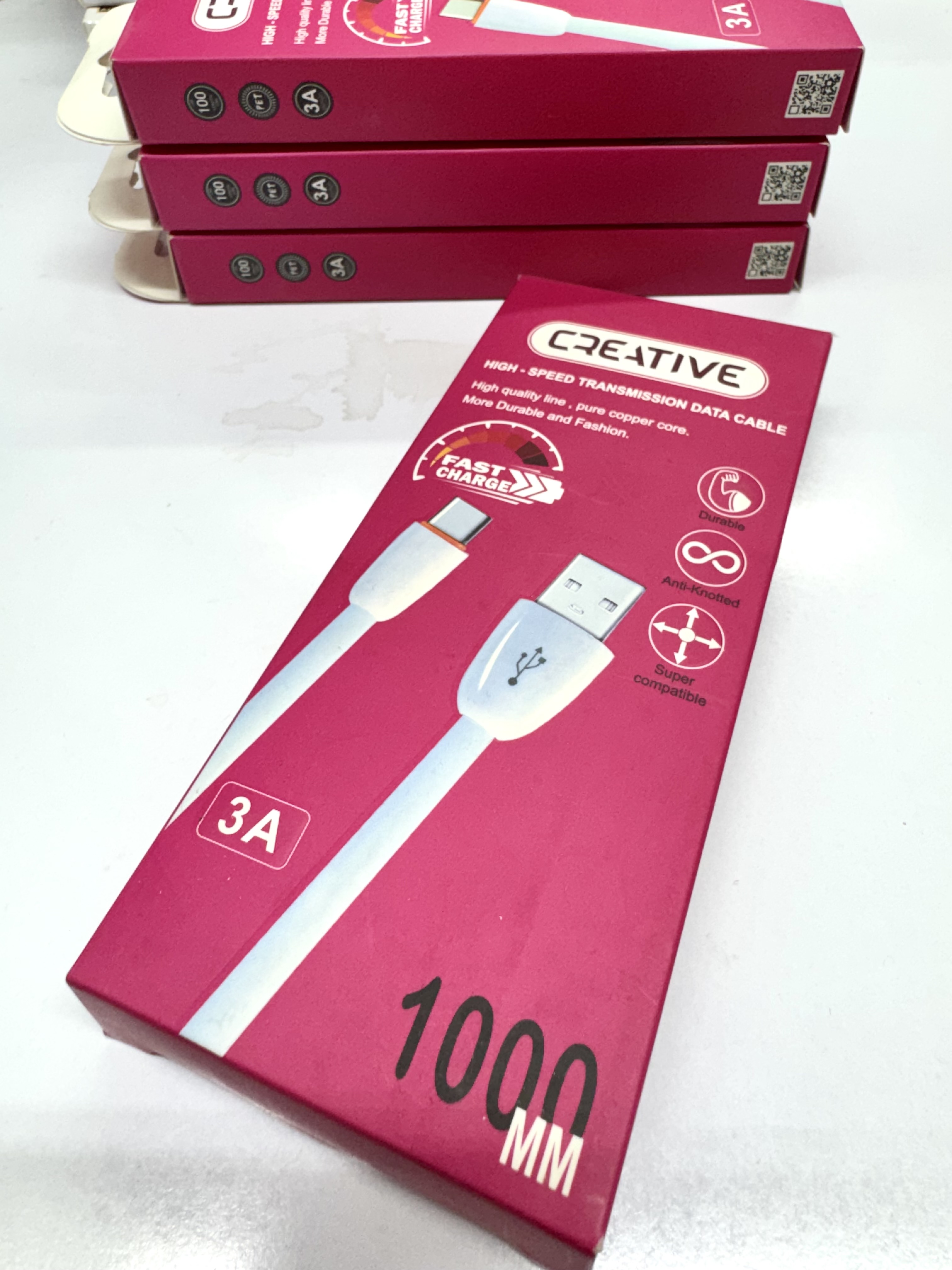 کابل شارژر کنفی فلت CREATIVE تایپ سی 3 آمپر